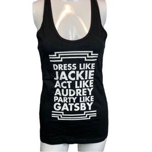 American Apparel Black and White Party Like Gatsby Racerback Tank Top Size Small